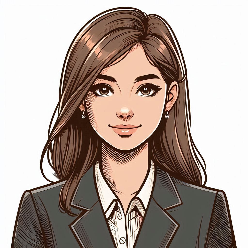avatar of a businesswoman with a white background, in a drawing style